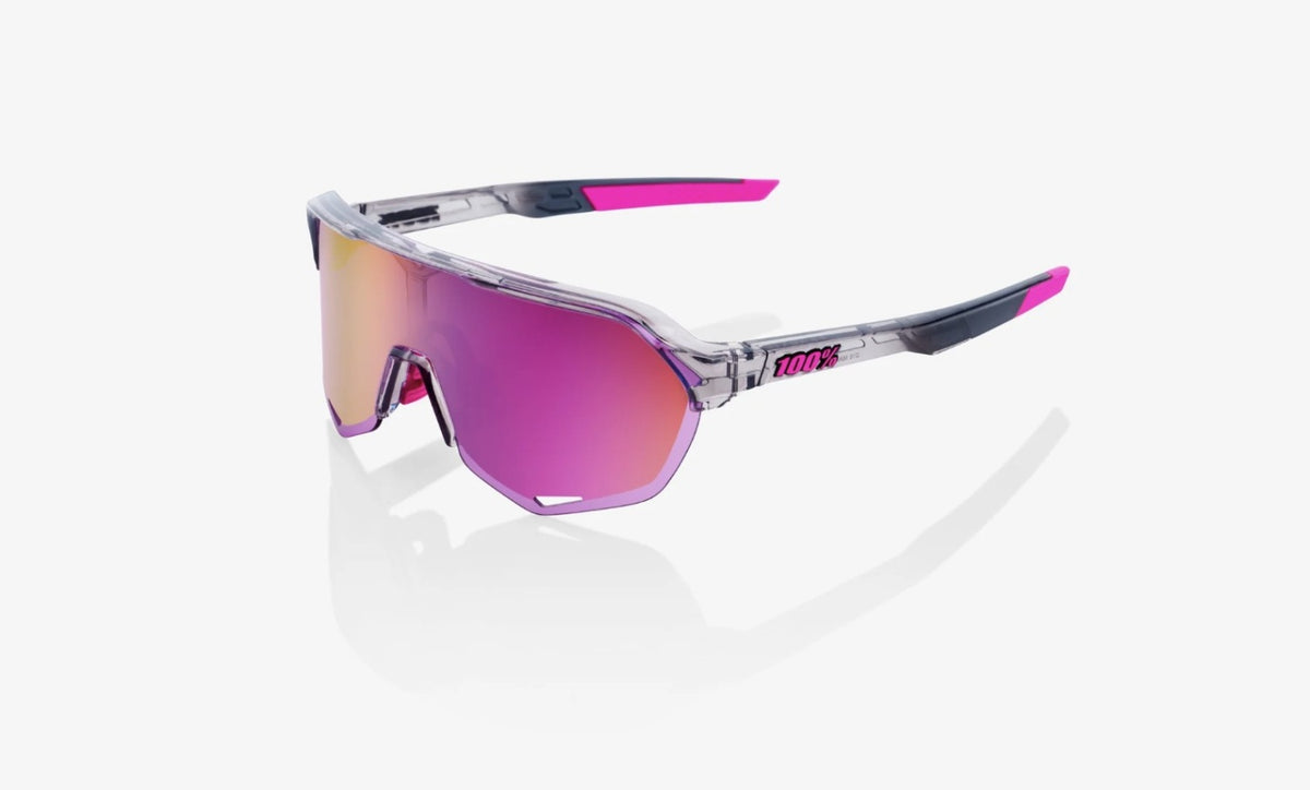100% S2 Tokyo Night Edition Sunglasses, Polished Translucent Grey frame - Purple Multilayer Mirror Lens