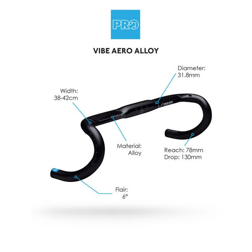 PRO Vibe Aero Alloy Handlebar 42cm / 6 Degree Flare / 31.8mm