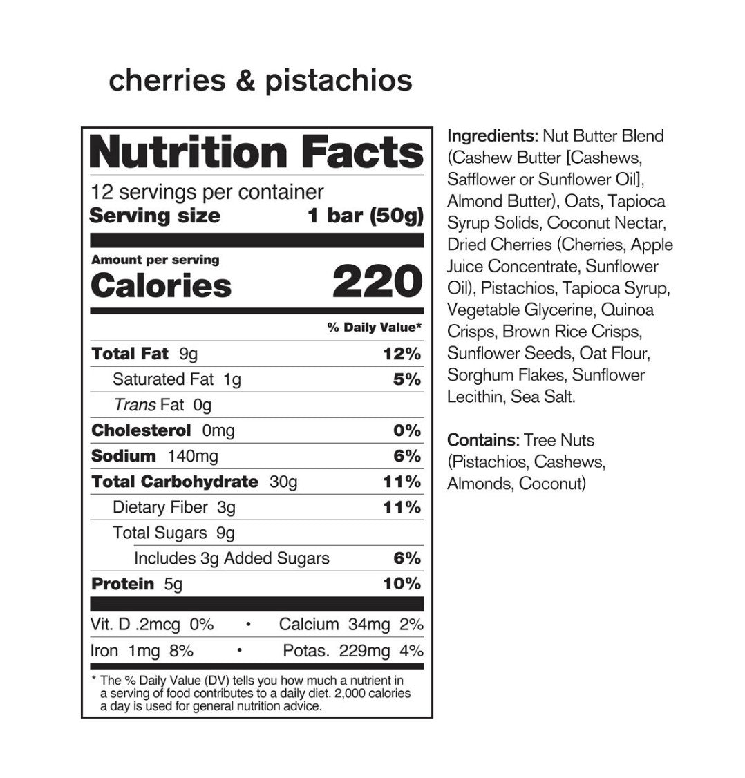 Skratch Labs Anytime Energy Bar: Cherry Pistachio Box of 12