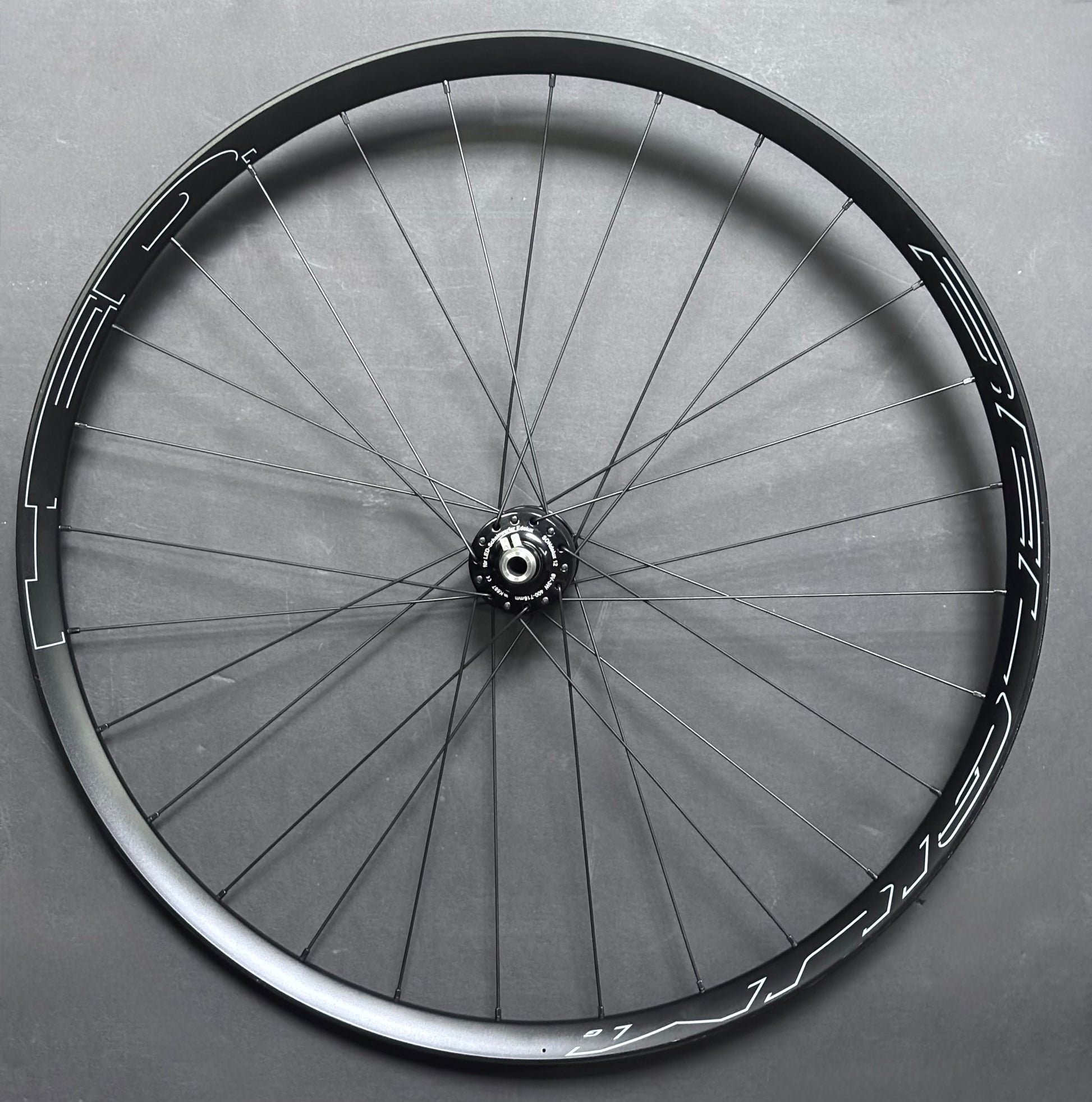 Front wheel: SONdelux 12mm Dynamo Centerlock Disc hub & HED G Rim 28H