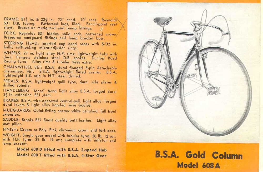 BSA Gold Column Frameset