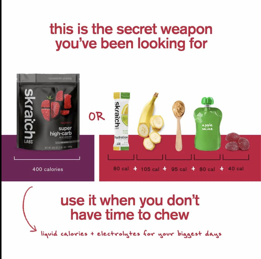 Skratch Labs Super High-Carb Sport Drink Mix, Raspberry, 840g, 8-Serving Resealable Pouch