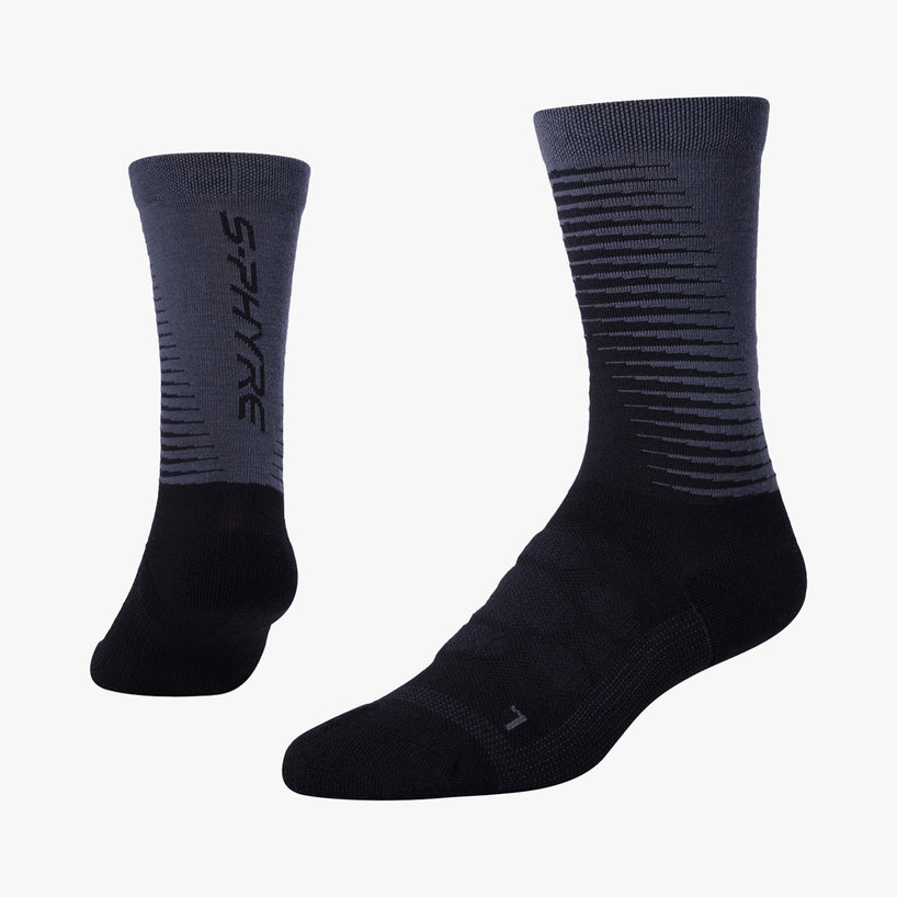 S-PHYRE Merino Wool Tall Socks:  Black / Grey