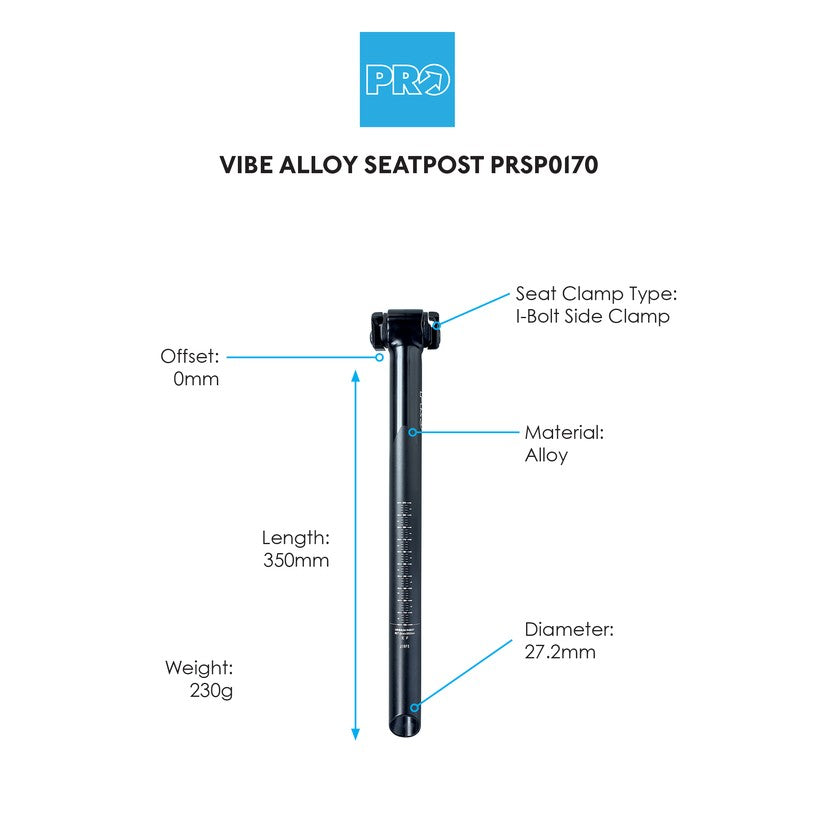 PRO Vibe Alloy Seatpost 27.2mm / 350mm / 0mm Offset