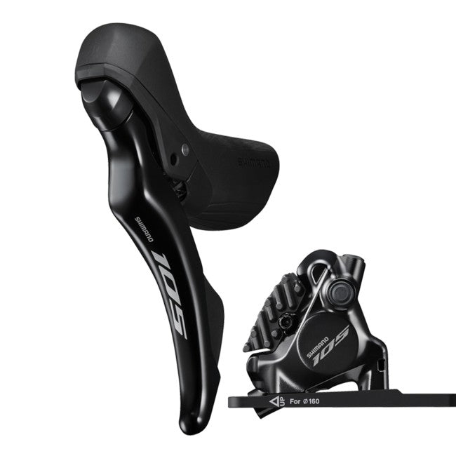 Shimano 105 2 x 12 speed shift / brake lever kit, ST-R7120 / BR-R7170, Road Hydraulic Disc Brake, Rear, Flat mount,