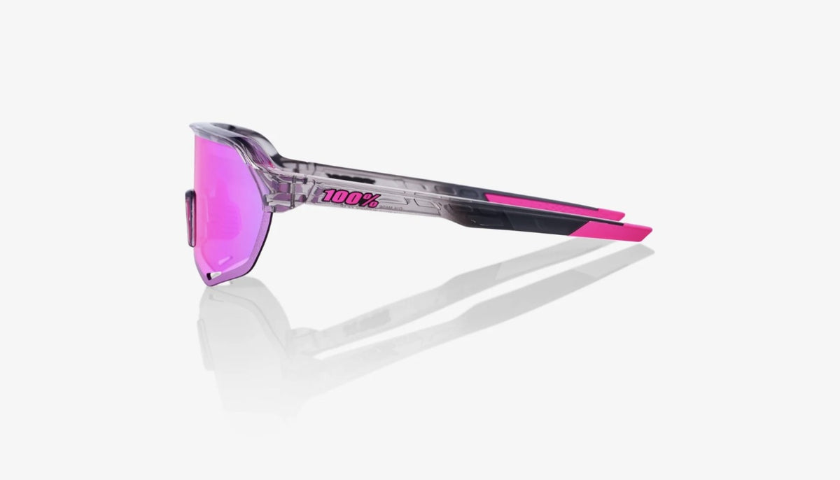 100% S2 Tokyo Night Edition Sunglasses, Polished Translucent Grey frame - Purple Multilayer Mirror Lens