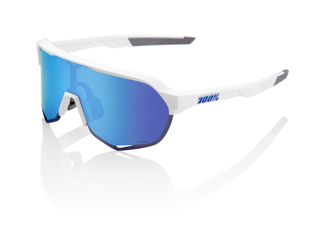 100% S2 - Matte White - HiPER Blue Mirrored Lens - Mariposa Bicycles